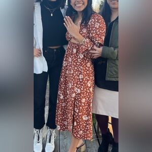 Rust Floral Maxi Dress